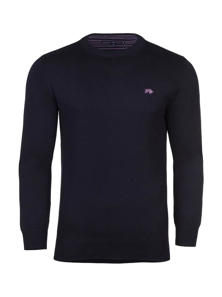 Raging Bull Blue Classic Crew Neck Knit Jumper - Image 4 of 5