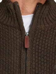 Raging Bull Green Chunky Textured Quarter Zip Jumper - Image 3 of 5
