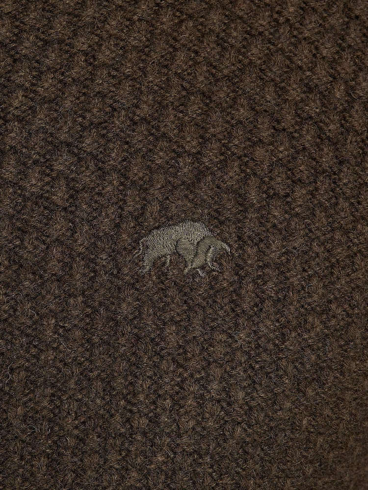 Raging Bull Green Chunky Textured Quarter Zip Jumper - Image 5 of 5