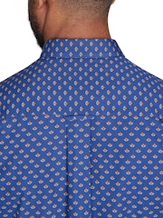 Raging Bull Blue Long Sleeve Leaf Print 100% Cotton Shirt - Image 3 of 7