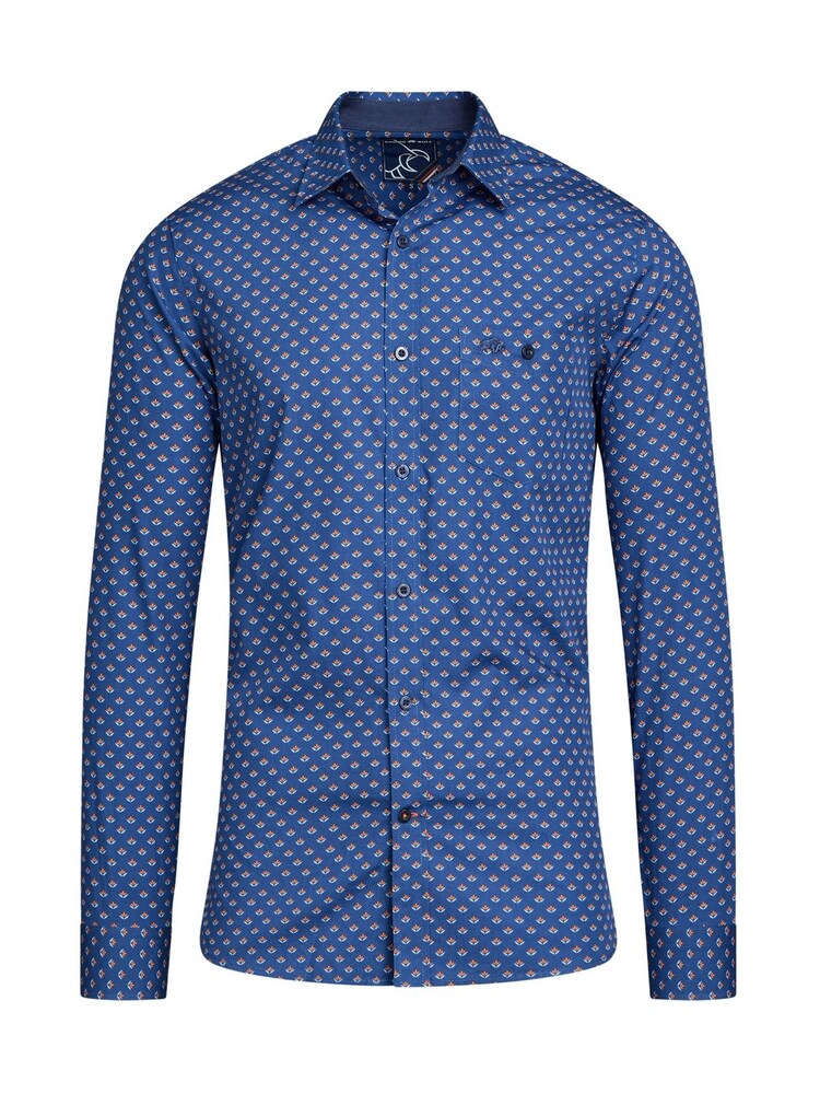 Raging Bull Blue Long Sleeve Leaf Print 100% Cotton Shirt - Image 7 of 7 Raging Bull Blue Long Sleeve Leaf Print 100% Cotton Shirt - Image 7 of 7