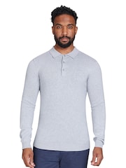 Raging Bull Grey Classic Knitted 100% Cotton Polo Shirt - Image 1 of 6