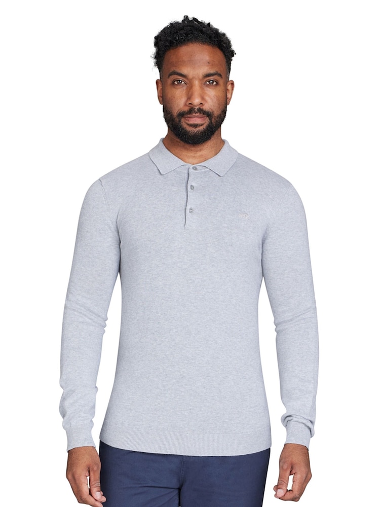 Raging Bull Grey Classic Knitted 100% Cotton Polo Shirt - Image 1 of 6