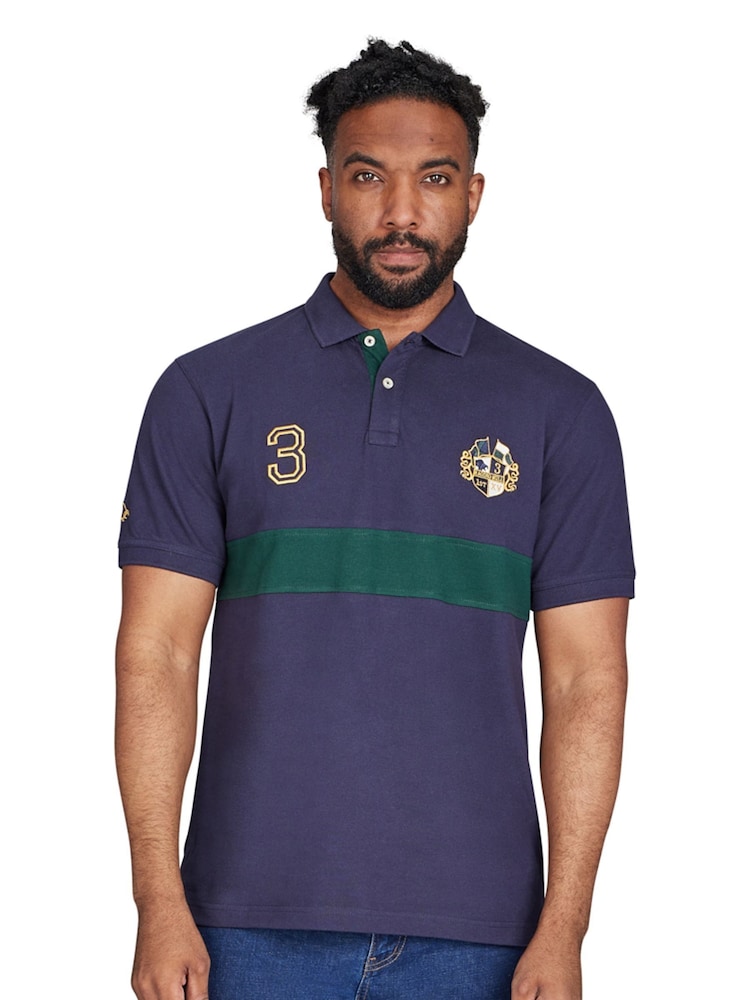 Raging Bull Blue Cut And Sew Panel Pique 100% Cotton Polo Shirt - Image 1 of 7