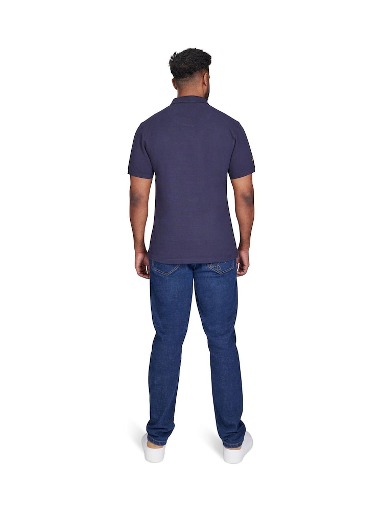 Raging Bull Blue Cut And Sew Panel Pique 100% Cotton Polo Shirt - Image 2 of 7
