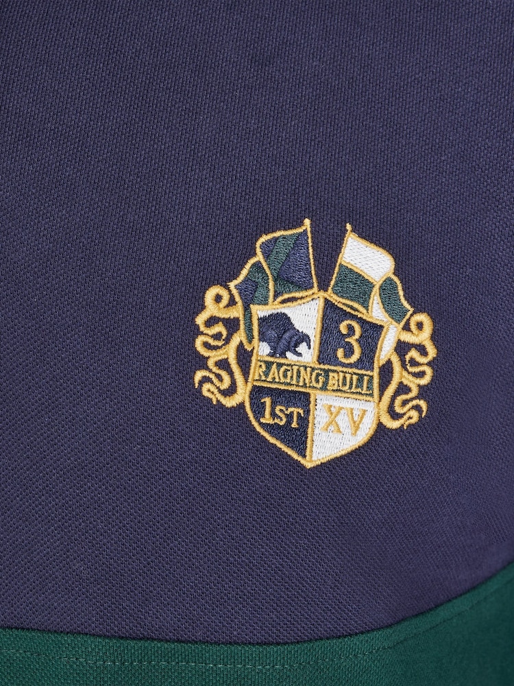 Raging Bull Blue Cut And Sew Panel Pique 100% Cotton Polo Shirt - Image 7 of 7