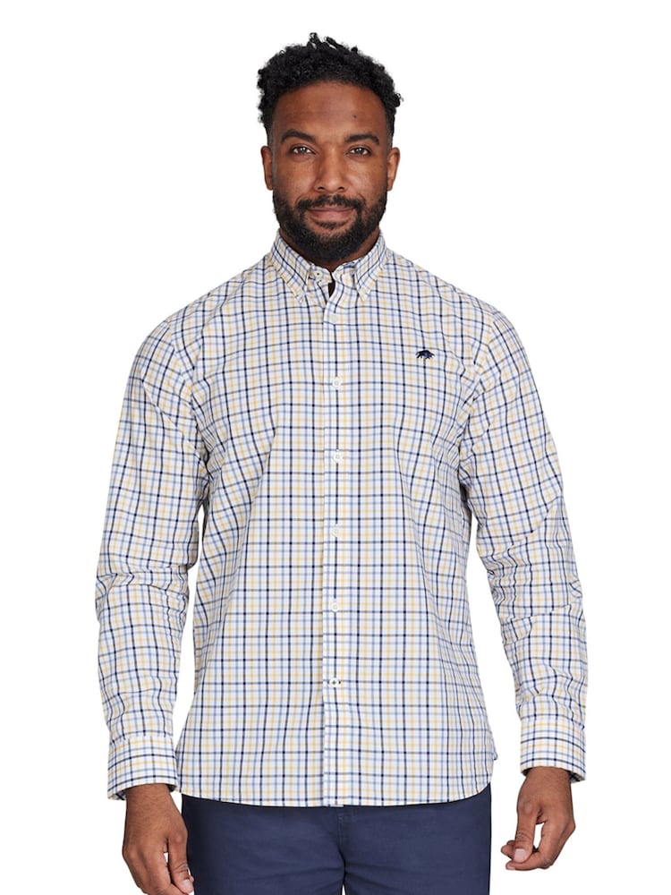 Raging Bull Yellow Long Sleeve 100% Cotton Micro Gingham Shirt - Image 1 of 7