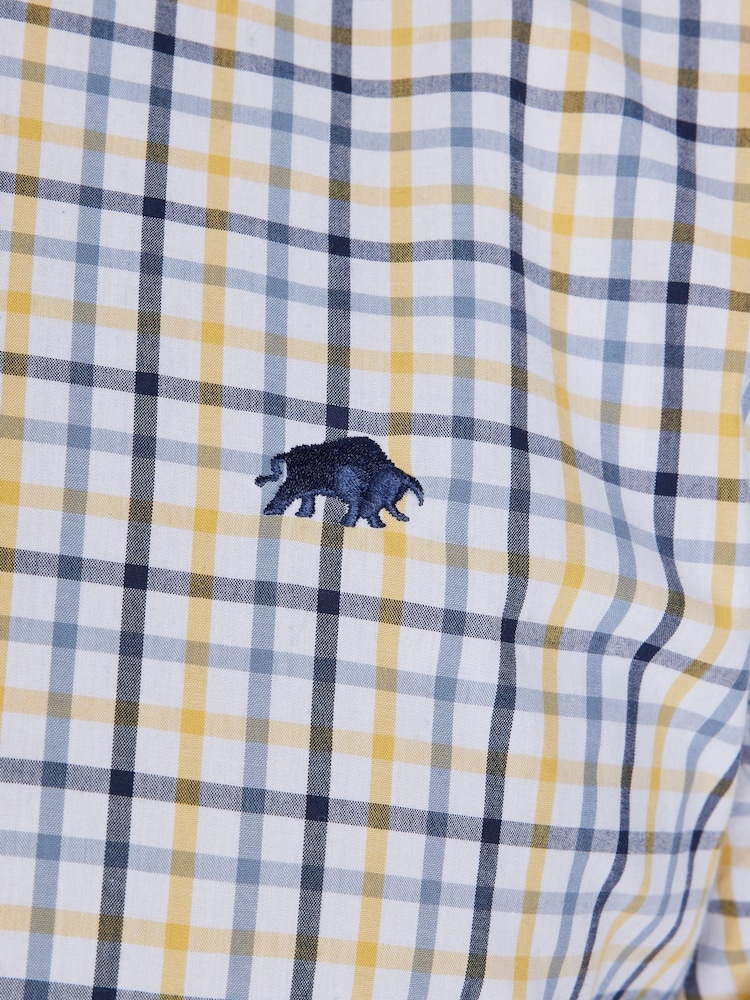 Raging Bull Yellow Long Sleeve 100% Cotton Micro Gingham Shirt - Image 7 of 7