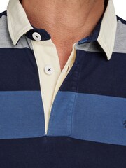 Raging Bull Grey Long Sleeve Multi Stripe Rugby 100% Cotton Shirts - Image 3 of 5