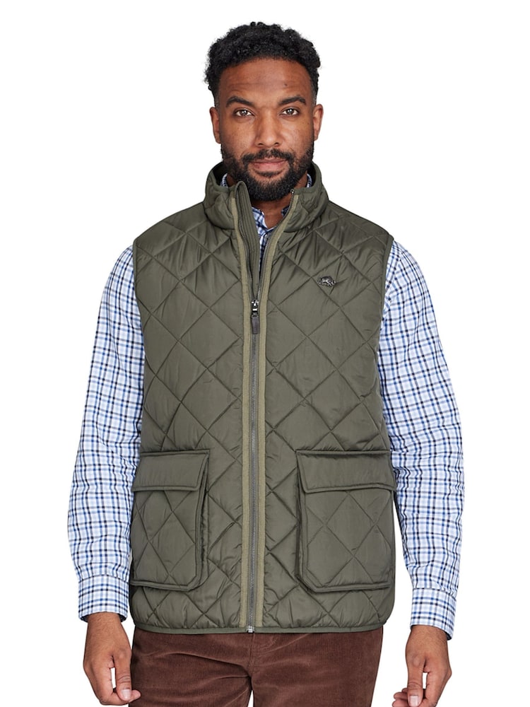 Raging Bull Green Patch Pocket Quilted Gilet - Image 1 of 6
