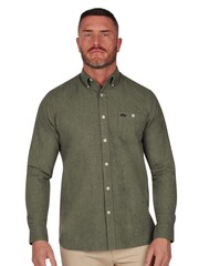 Raging Bull Green Long Sleeve Brushed Twill 100% Cotton Shirt - Image 1 of 7