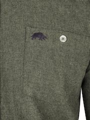 Raging Bull Green Long Sleeve Brushed Twill 100% Cotton Shirt - Image 4 of 7
