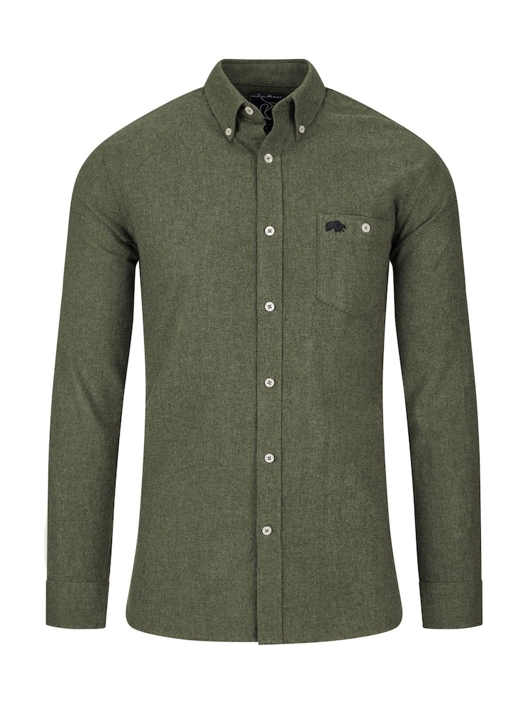 Raging Bull Green Long Sleeve Brushed Twill 100% Cotton Shirt - Image 7 of 7