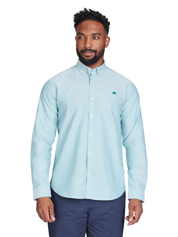 Raging Bull Green Long Sleeve Classic Oxford 100% Cotton Shirt - Image 1 of 7