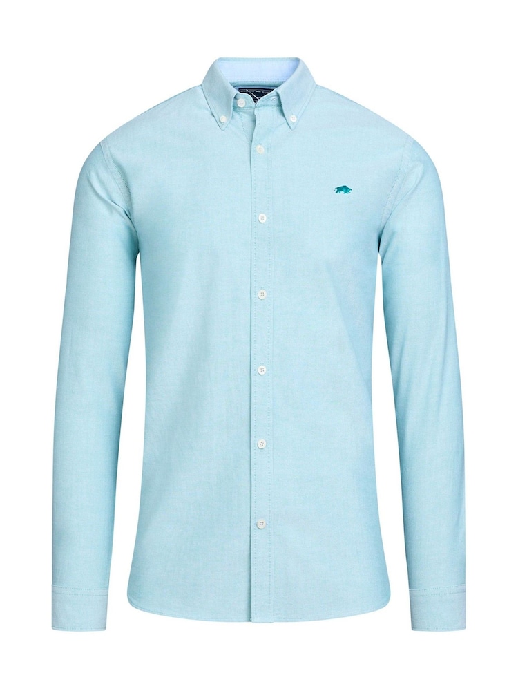 Raging Bull Green Long Sleeve Classic Oxford 100% Cotton Shirt - Image 6 of 7