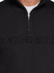 Raging Bull Tonal Embroidered 100% Cotton Quarter Zip Black Sweatshirt - Image 3 of 4