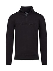 Raging Bull Tonal Embroidered 100% Cotton Quarter Zip Black Sweatshirt - Image 4 of 4