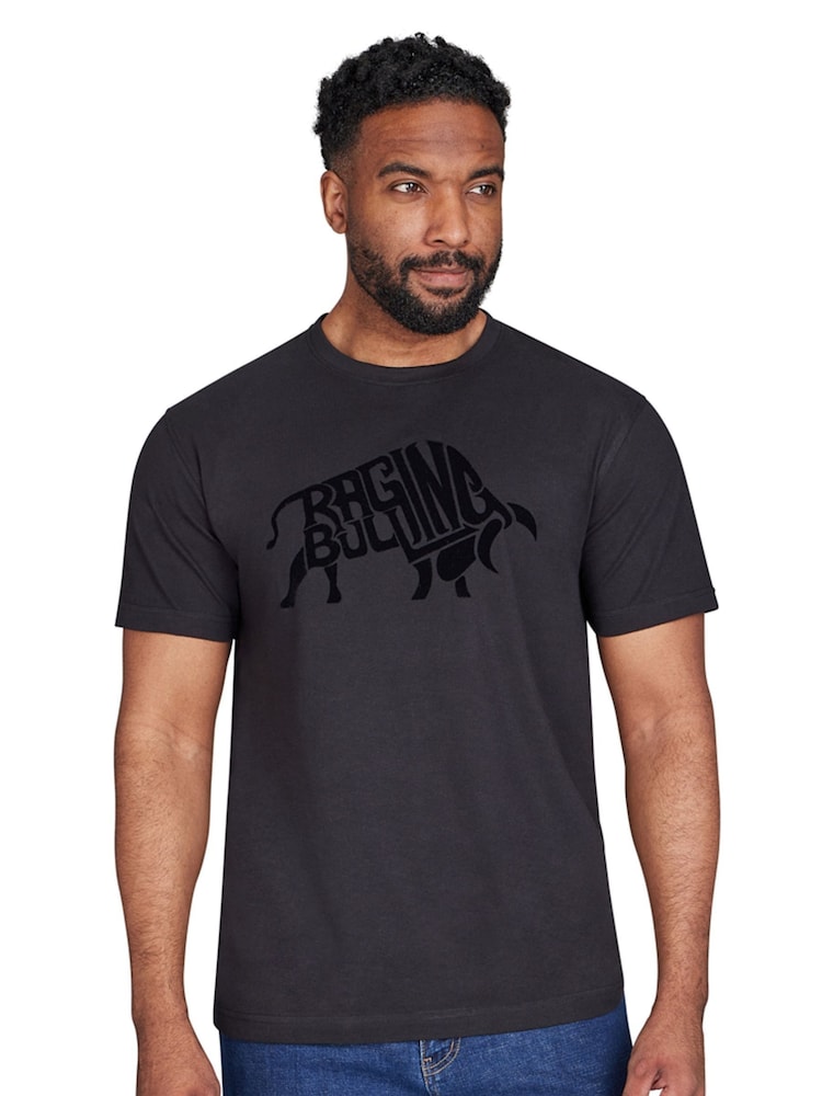 Raging Bull Flock Bull 100% Cotton Black T-Shirt - Image 1 of 5