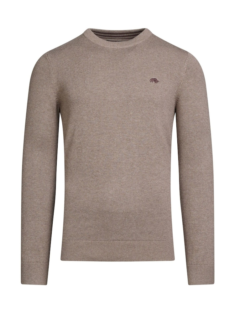 Raging Bull Classic Crew Neck Knit Brown Jumper - Image 3 of 4