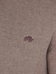 Raging Bull Classic Crew Neck Knit Brown Jumper - Image 4 of 4