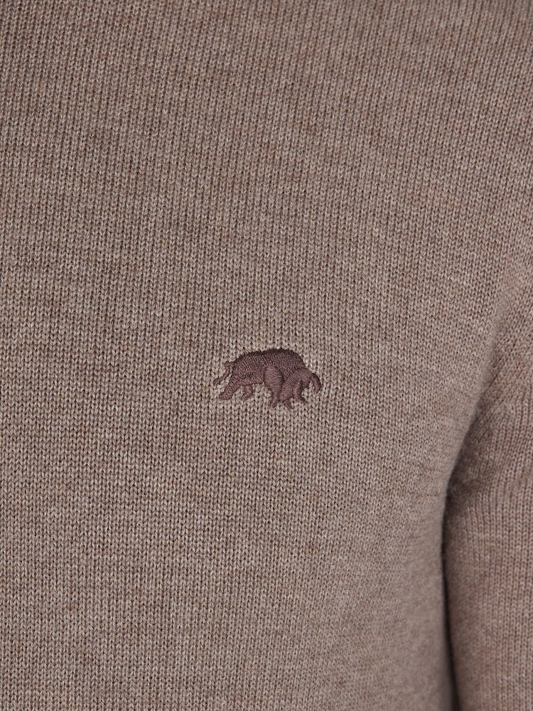 Raging Bull Classic Crew Neck Knit Brown Jumper - Image 4 of 4