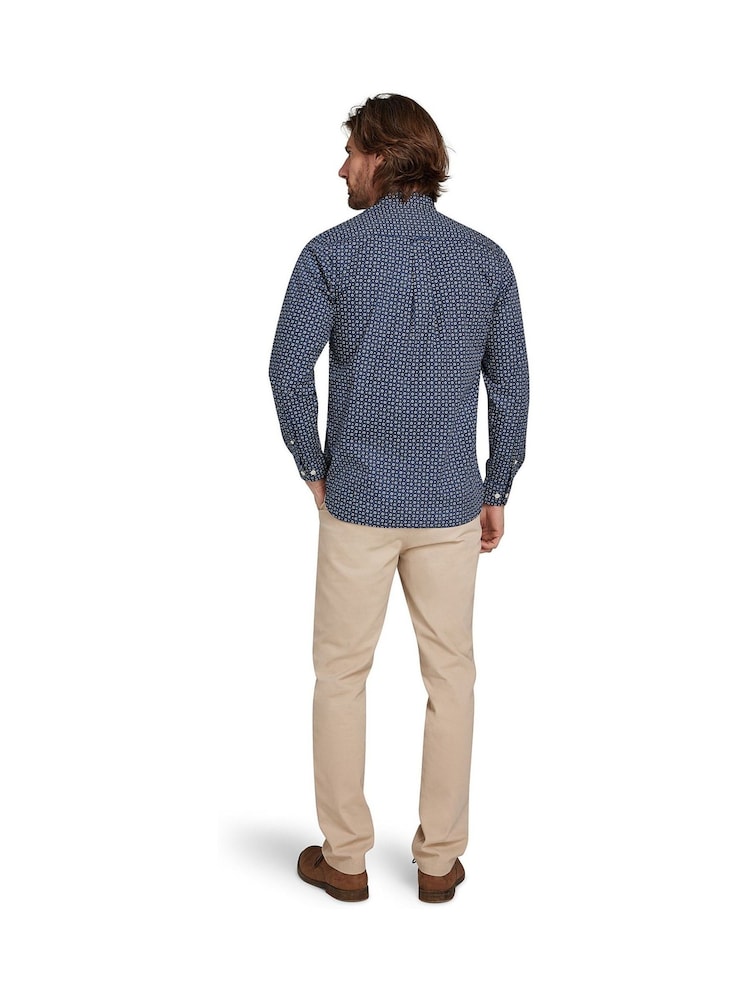 Raging Bull Blue Long Sleeve 100% Cotton Geo Pattern Shirt - Image 2 of 7