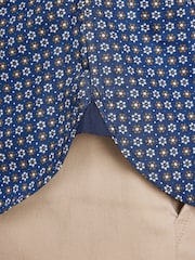 Raging Bull Blue Long Sleeve 100% Cotton Geo Pattern Shirt - Image 5 of 7