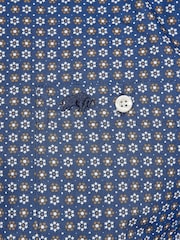 Raging Bull Blue Long Sleeve 100% Cotton Geo Pattern Shirt - Image 7 of 7