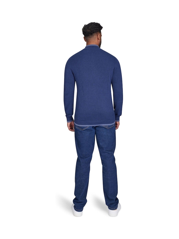 Raging Bull modra Zip skozi 100% bombaž pletena jopa - Slika 2 iz 7