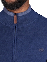 Raging Bull modra Zip skozi 100% bombaž pletena jopa - Slika 3 iz 7