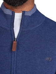 Raging Bull modra Zip skozi 100% bombaž pletena jopa - Slika 4 iz 7