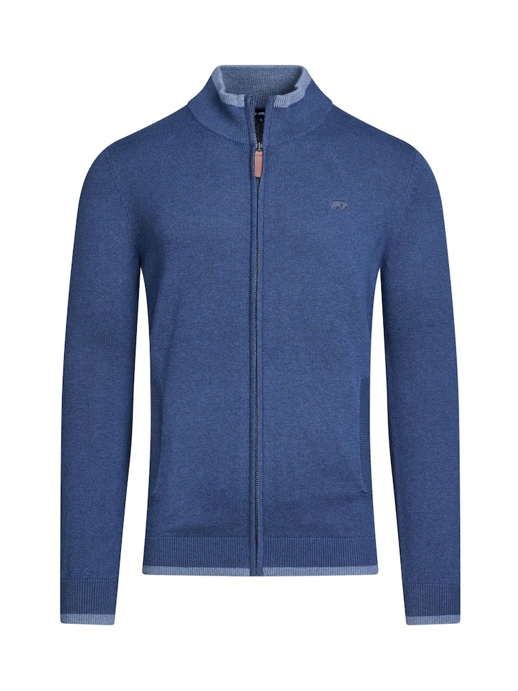 Raging Bull modra Zip skozi 100% bombaž pletena jopa - Slika 7 iz 7