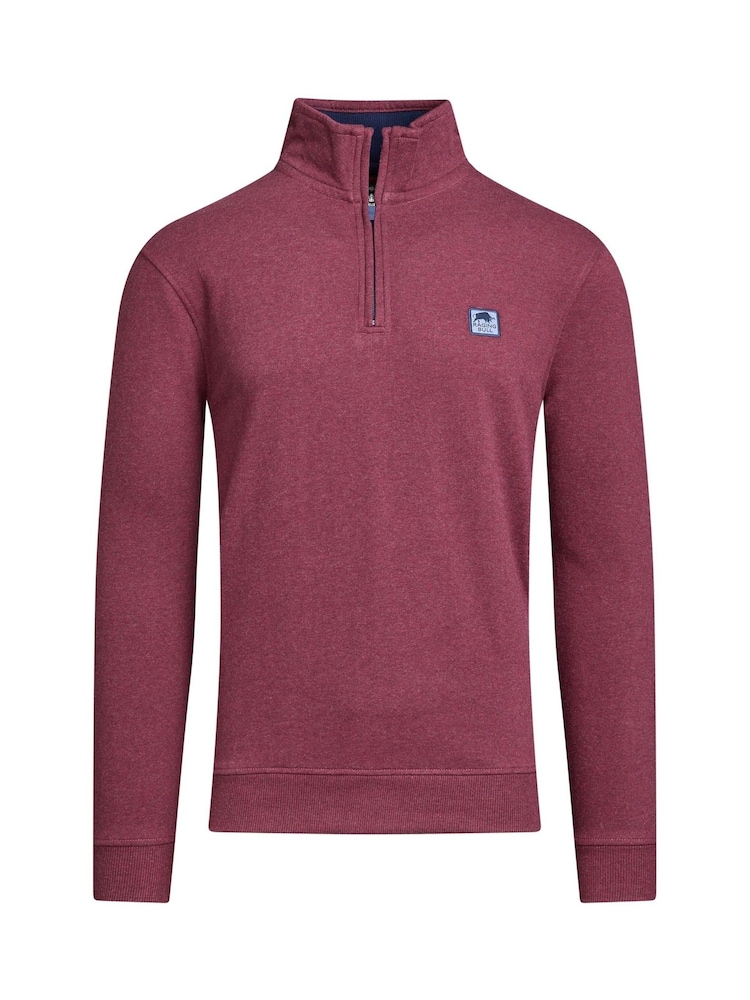 Sudadera clásica roja con cremallera de un cuarto y parche tejido de Raging Bull - Imagen 4 de 4 Sudadera clásica roja con cremallera de un cuarto y parche tejido de Raging Bull - Imagen 4 de 4