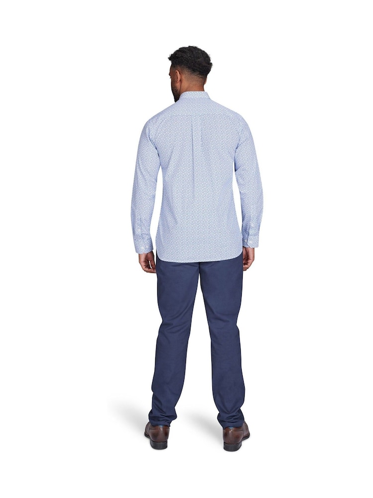 Raging Bull Blue Long Sleeve 100% Cotton Pentagon Pattern Shirt - Image 2 of 7