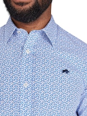 Raging Bull Blue Long Sleeve 100% Cotton Pentagon Pattern Shirt - Image 3 of 7