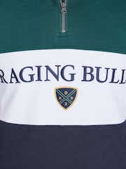 Raging Bull Blue Cut and Sew Panel Quarter Zip 100% Cotton Sweat Top - Image 4 of 4