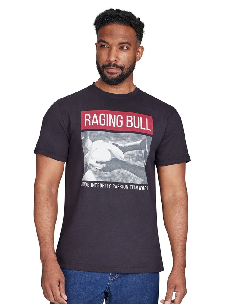 Raging Bull Teamwork 100% Cotton Black T-Shirt - Image 1 of 5