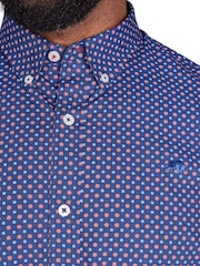 Raging Bull Blue Long Sleeve Geo Print 100% Cotton Shirt - Image 3 of 7