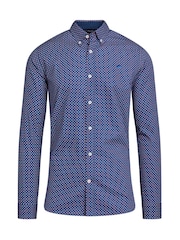 Raging Bull Blue Long Sleeve Geo Print 100% Cotton Shirt - Image 6 of 7