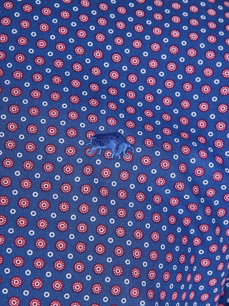 Raging Bull Blue Long Sleeve Geo Print 100% Cotton Shirt - Image 7 of 7