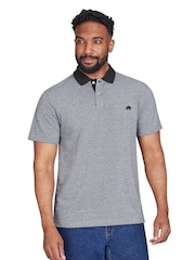 Raging Bull Jaquard Pique 100% Cotton Black Polo Shirt - Image 1 of 5