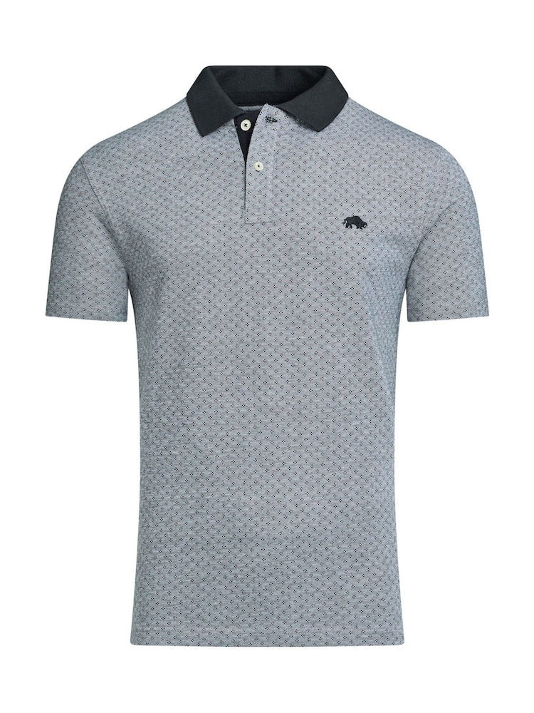 Raging Bull Jaquard Pique 100% Cotton Black Polo Shirt - Image 5 of 5
