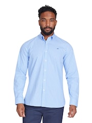 Raging Bull Blue Long Sleeve Classic Stripe 100% Cotton Shirt - Image 1 of 7