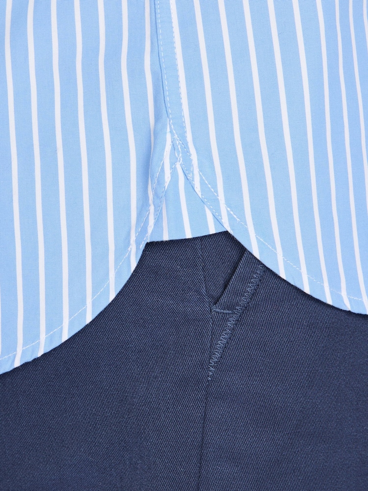 Raging Bull Blue Long Sleeve Classic Stripe 100% Cotton Shirt - Image 5 of 7