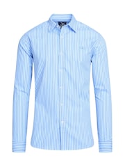 Raging Bull Blue Long Sleeve Classic Stripe 100% Cotton Shirt - Image 6 of 7