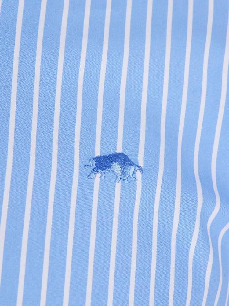Raging Bull Blue Long Sleeve Classic Stripe 100% Cotton Shirt - Image 7 of 7