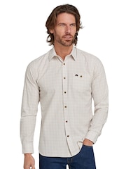 Raging Bull Long Sleeve Country Check Brushed 100% Cotton White Shirt - Image 1 of 7