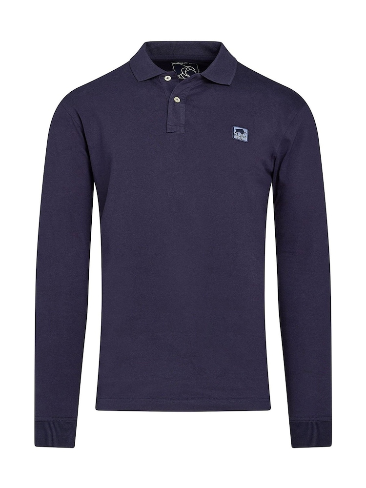 Raging Bull Blue Long Sleeve Classic Jersey Patch 100% Cotton Polo Shirt - Image 6 of 6 Raging Bull Blue Long Sleeve Classic Jersey Patch 100% Cotton Polo Shirt - Image 6 of 6