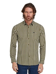 Raging Bull Green Long Sleeve Micro Check Brushed 100% Cotton Shirt - Image 1 of 7