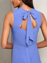 Lipsy Blue Drape Front Ruched Midi Off the Body Summer Dress - Image 3 of 4
